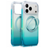 Husă pentru iPhone 17 Pro / iPhone 18 Pro, Torras Ostand O3 Air Gradient, Verde-Albastru Alaska Aurora