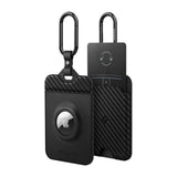 Suport pentru Tesla Key Card / AirTag, Spigen Air Fit ACP08793, Design Slim, cu Carabiner, Negru (2 Pack)