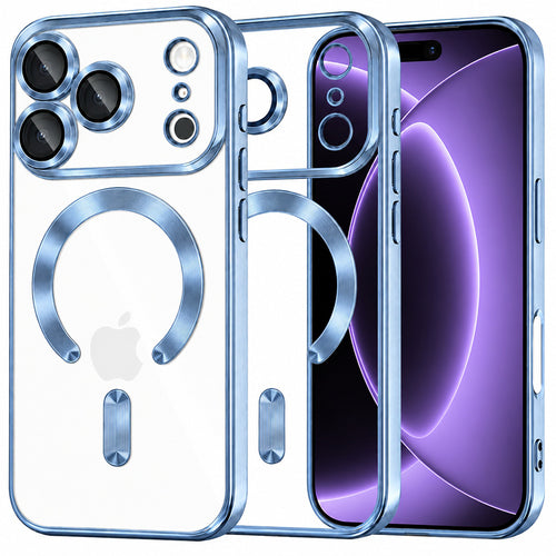 Husă pentru iPhone 17 Pro / iPhone 18 Pro, Techsuit Luxury Crystal MagSafe, Albastru deschis