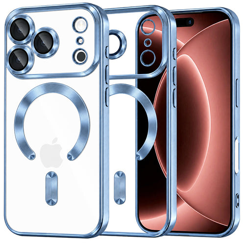 Husă pentru iPhone 17 Pro Max / iPhone 18 Pro Max, Techsuit Luxury Crystal MagSafe, Albastru deschis