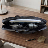 Geantă laptop Guess 4G Round Classic Logo Stripe, Eco-Leather, Fermoar, Curea reglabilă, 16 , Neagră