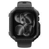 Husă pentru Apple Watch 12 46mm, Spigen Rugged Armor, Neagră mată