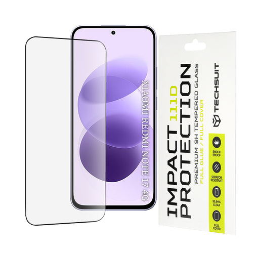 Folie telefon pentru Xiaomi Redmi Note 17 4G / Redmi Note 17 5G, Techsuit 111D Full Cover Full Glue Glass, Neagra