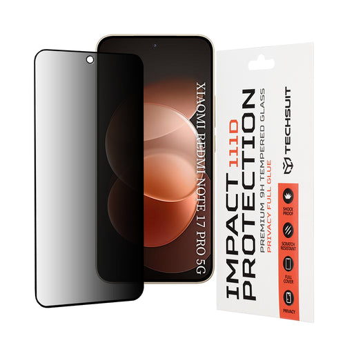 Folie telefon pentru Xiaomi Redmi Note 17 Pro 5G / Redmi Note 17 Pro Max, Techsuit 111D Privacy Full Glue, Neagra
