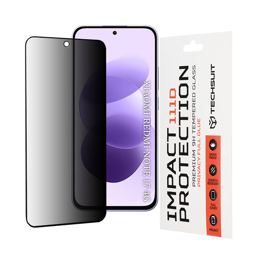 Folie telefon pentru Xiaomi Redmi Note 17 4G / Redmi Note 17 5G, Techsuit 111D Privacy Full Glue, Neagra