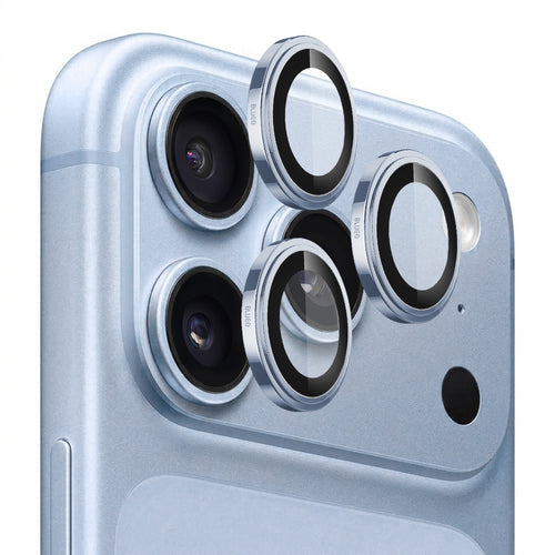 Folie protectie camera pentru iPhone 18 Pro / iPhone 18 Pro Max, Blueo Sapphire Crystal Original Lens Protector, Albastru deschis