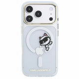 Husa pentru iPhone 17 Pro / iPhone 18 Pro, Karl Lagerfeld IML Peekaboo Print and Metal Frame MagSafe, Transparenta