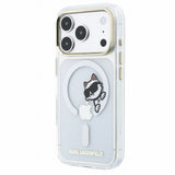 Husă pentru iPhone 17 Pro Max / iPhone 18 Pro Max, Karl Lagerfeld IML Peekaboo Print and Metal Frame MagSafe, Transparentă