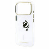 Husă pentru iPhone 17 Pro Max / iPhone 18 Pro Max, Karl Lagerfeld IML Peekaboo Print and Metal Frame MagSafe, Transparentă