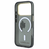 Husă pentru iPhone 17 Pro / iPhone 18 Pro, Karl Lagerfeld IML Peekaboo Print and Metal Frame MagSafe, Neagră