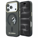 Husă pentru iPhone 17 Pro Max / iPhone 18 Pro Max, Karl Lagerfeld IML Peekaboo Print and Metal Frame MagSafe, Neagră