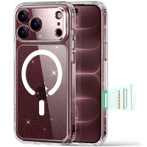 Husă pentru iPhone 18 Pro, ESR Classic Hybrid HaloLock, Transparentă cu sclipici
