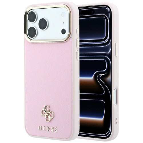Husă pentru iPhone 17 Pro Max / iPhone 18 Pro Max, Guess Saffiano Small 4G Classic MagSafe, Roz