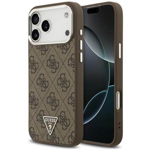 Husă pentru iPhone 17 Pro Max / iPhone 18 Pro Max, Guess Hardcase 4G Triangle Logo MagSafe, Maro
