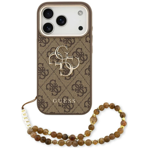 Husă pentru iPhone 17 Pro Max / iPhone 18 Pro Max, Guess Hardcase 4G Classic Logo with Strap, Maro