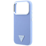 Husă pentru iPhone 17 Pro Max / iPhone 18 Pro Max, Guess Grained Triangle Logo MagSafe, Albastru deschis