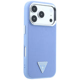 Husă pentru iPhone 17 Pro Max / iPhone 18 Pro Max, Guess Grained Triangle Logo MagSafe, Albastru deschis