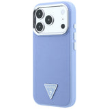 Husă pentru iPhone 17 Pro Max / iPhone 18 Pro Max, Guess Grained Triangle Logo MagSafe, Albastru deschis
