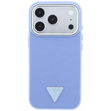 Husă pentru iPhone 17 Pro Max / iPhone 18 Pro Max, Guess Grained Triangle Logo MagSafe, Albastru deschis