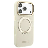 Husă pentru iPhone 17 Pro Max, Guess Grained Ring MagSafe, Bej