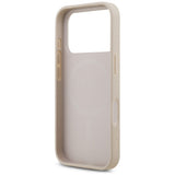Husă pentru iPhone 17 Pro / iPhone 18 Pro, Guess Leather 4G Triangle Strass MagSafe, Roz