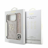 Husă pentru iPhone 17 Pro / iPhone 18 Pro, Guess Hardcase 4G Classic Logo with Strap, Roz