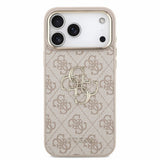 Husă pentru iPhone 17 Pro / iPhone 18 Pro, Guess Hardcase 4G Classic Logo with Strap, Roz