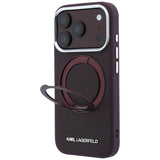 Husă pentru iPhone 17 Pro Max / iPhone 18 Pro Max, Karl Lagerfeld Saffiano Ring Stand 360° Classic Logo, Bordo