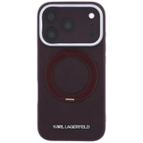 Husă pentru iPhone 17 Pro Max / iPhone 18 Pro Max, Karl Lagerfeld Saffiano Ring Stand 360° Classic Logo, Bordo