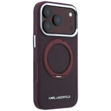 Husă pentru iPhone 17 Pro Max / iPhone 18 Pro Max, Karl Lagerfeld Saffiano Ring Stand 360° Classic Logo, Bordo