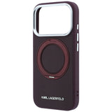 Husă pentru iPhone 17 Pro Max / iPhone 18 Pro Max, Karl Lagerfeld Saffiano Ring Stand 360° Classic Logo, Bordo