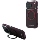Husă pentru iPhone 17 Pro Max / iPhone 18 Pro Max, Karl Lagerfeld Saffiano Ring Stand 360° Classic Logo, Bordo
