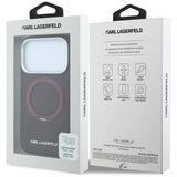 Husă pentru iPhone 17 Pro Max / iPhone 18 Pro Max, Karl Lagerfeld Saffiano Ring Stand 360° Classic Logo, Bordo