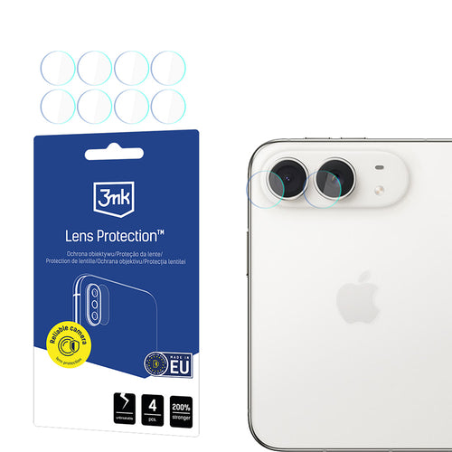 Folie pentru camera foto pentru iPhone Duo, 3mk Lens Protection, set 4 bucăți, Transparentă