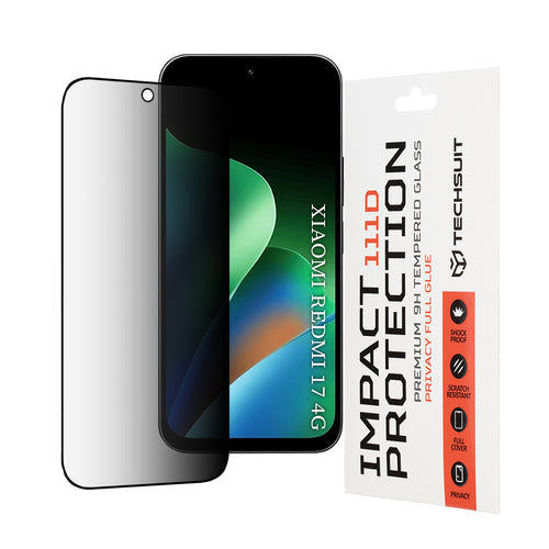 Folie telefon pentru Xiaomi Redmi 17 4G / Redmi 17 5G, Techsuit 111D Privacy Full Glue, Neagra