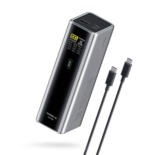 Baterie externa Cuktech PB200U, 2x USB-C, USB, PD3.1, 210W, 20000mAh, Ecran TFT 1.3 , Cablu USB-C inclus, Gri