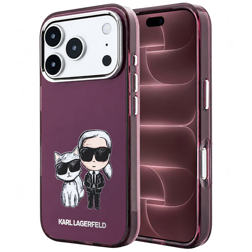 Husă pentru iPhone 17 Pro Max / iPhone 18 Pro Max, Karl Lagerfeld IML KC Bodies Sketch Print MagSafe, Bordo