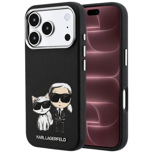 Husa pentru iPhone 17 Pro Max / iPhone 18 Pro Max, Karl Lagerfeld Smooth Leather KC Bodies Sketch MagSafe, Neagra