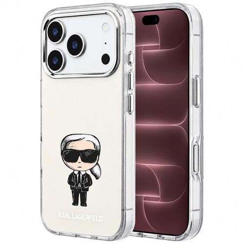 Husă pentru iPhone 17 Pro Max / iPhone 18 Pro Max, Karl Lagerfeld IML Ikonik Sketch Print MagSafe, Bej