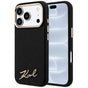 Husă pentru iPhone 17 Pro / iPhone 18 Pro, Karl Lagerfeld Saffiano Small Script Metal Logo MagSafe, Neagră