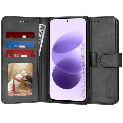 Husă pentru Xiaomi Redmi Note 17 4G / Redmi Note 17 5G, Techsuit Diary Book, Neagră