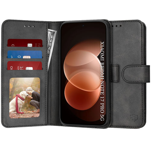 Husă pentru Xiaomi Redmi Note 17 Pro 5G, Techsuit Diary Book, Neagră