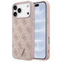 Husă pentru iPhone 17 Pro / iPhone 18 Pro, Guess Leather 4G Triangle Strass MagSafe, Roz