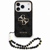 Husă pentru iPhone 17 Pro / iPhone 18 Pro, Guess Hardcase 4G Classic Logo with Strap, Neagră