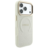 Husă pentru iPhone 17 Pro Max / iPhone 18 Pro Max, Guess Peony Hot Stamp MagSafe, Bej