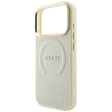 Husă pentru iPhone 17 Pro Max / iPhone 18 Pro Max, Guess Peony Hot Stamp MagSafe, Bej