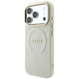 Husă pentru iPhone 17 Pro Max / iPhone 18 Pro Max, Guess Peony Hot Stamp MagSafe, Bej