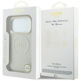 Husă pentru iPhone 17 Pro Max / iPhone 18 Pro Max, Guess Peony Hot Stamp MagSafe, Bej