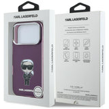 Husă pentru iPhone 17 Pro Max / iPhone 18 Pro Max, Karl Lagerfeld IML Ikonik Sketch Print MagSafe, Bordo