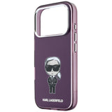 Husă pentru iPhone 17 Pro Max / iPhone 18 Pro Max, Karl Lagerfeld IML Ikonik Sketch Print MagSafe, Bordo